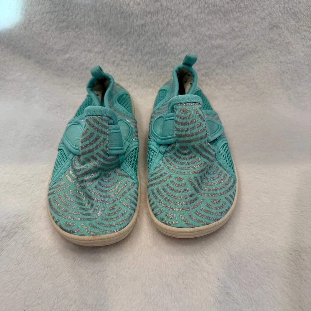 Disney‎ Ariel Little Mermaid Teal Silver Scale Mesh Water Shoes Kids Size 10